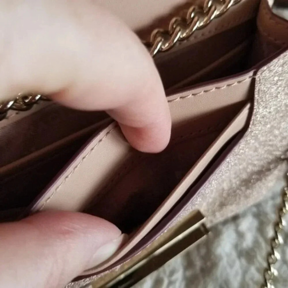 Kate Spade Rose Gold Glitter Burgess  Court Shoulder Crossbody Bag - Picture 11 of 13